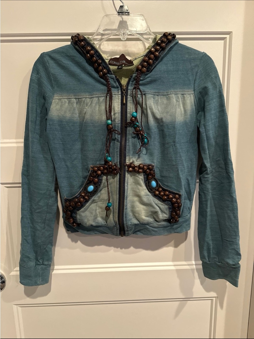 Freda five boho style denim hoodie jacket